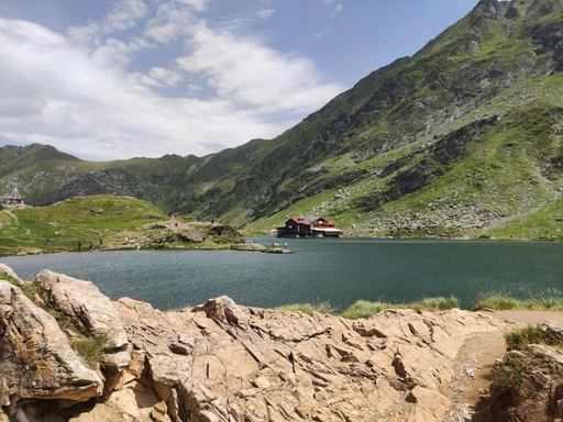 Bâlea Lake near Cârțișoara, with the Făgăraș peaks around it.