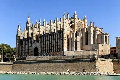 The south side of Palma Cathedral above the sea wall.